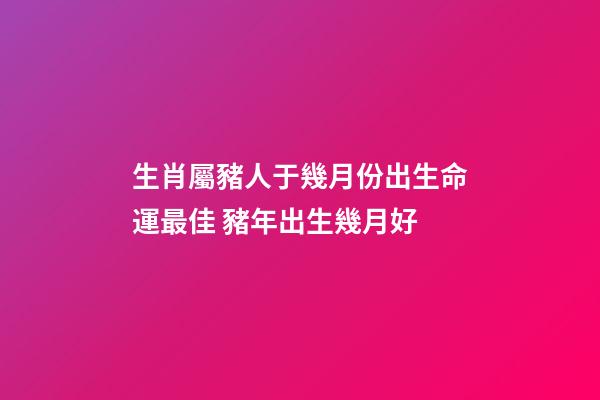 生肖屬豬人于幾月份出生命運最佳 豬年出生幾月好-第1張-觀點-玄機派